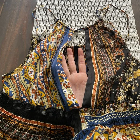 Free People Bellini patchwork slit front sleeveless blouse - Picture 4 of 9